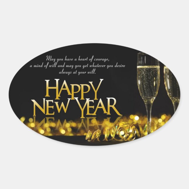 Happy New Years Oval Sticker (Vorderseite)
