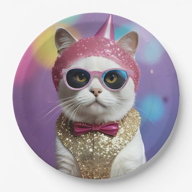 Happy New Year's Party - Cat in Disguise Pappteller (Vorderseite)