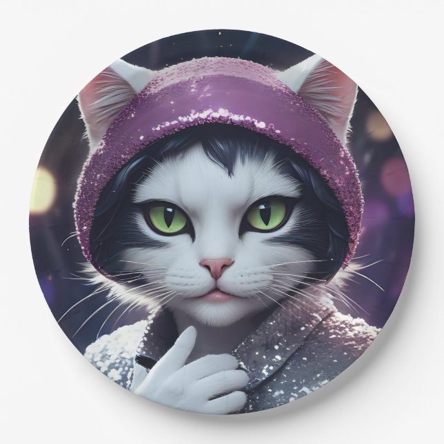 Happy New Year's Party - Cat in Disguise Pappteller (Vorderseite)