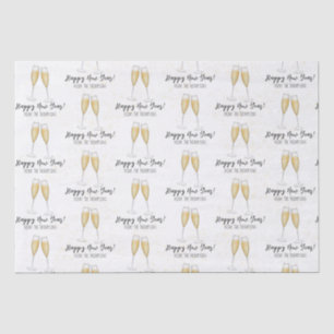 Happy New Years Party Champagne Watercolor Gold Seidenpapier