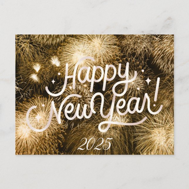 HAPPY NEW YEARS POSTCARD MIT GOLDEN DETAILS POSTKARTE (Vorderseite)
