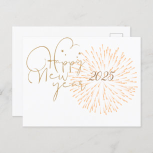 HAPPY NEW YEARS POSTCARD MIT GOLDEN DETAILS POSTKARTE