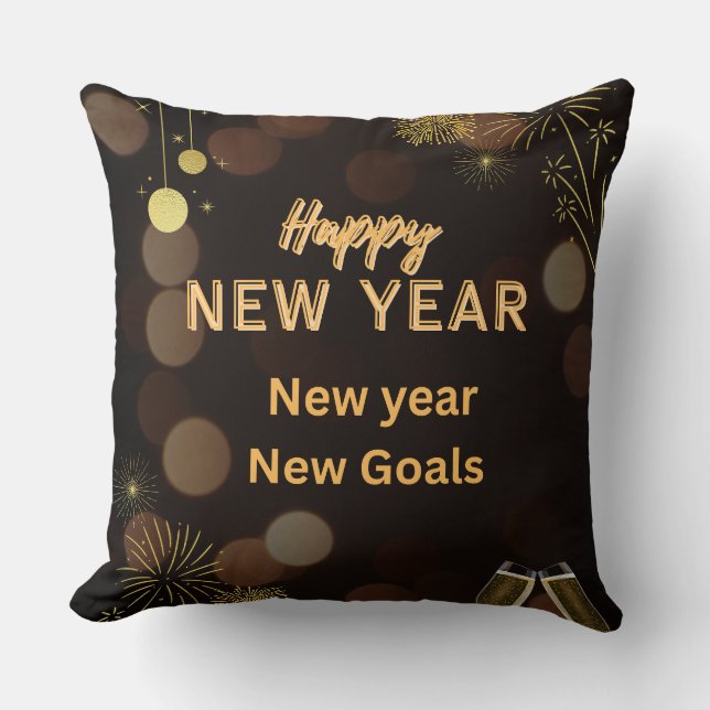 Happy new yearThrow Pillow design.instant download Kissen (Vorderseite)