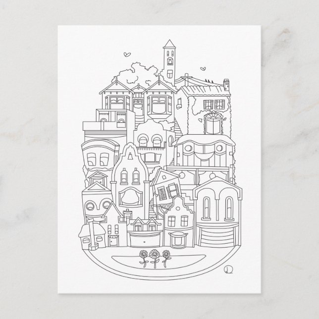 Happy New Zuhause Color in Postcard Postkarte (Vorderseite)