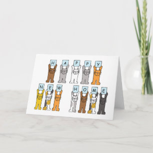 Happy New Zuhause Niedlich Cartoon Cats Ankündigung