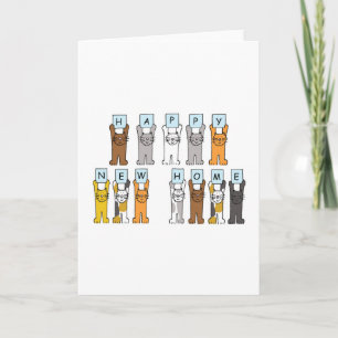 Happy New Zuhause Niedlich Cartoon Cats Ankündigung