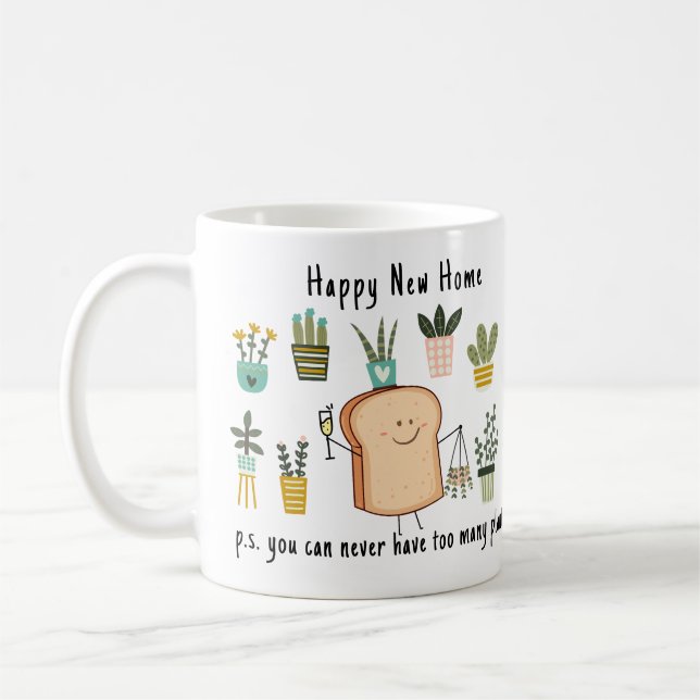 Happy New Zuhause Niedlich Pflanze Lover Geschenk Kaffeetasse (Links)