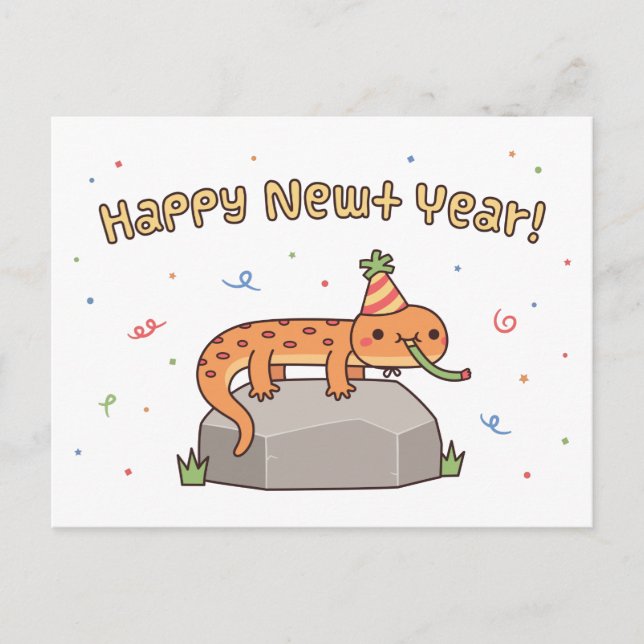 Happy Newt Year, Funny New Year Gruß Postkarte (Vorderseite)