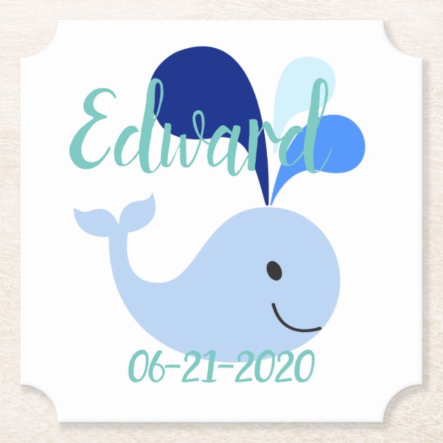 Happy Niedlich Blue Whale Untersetzer (Vorderseite)