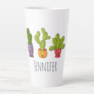 Happy Niedlich Cactus in Blume Pots Fun Illustrati Milchtasse