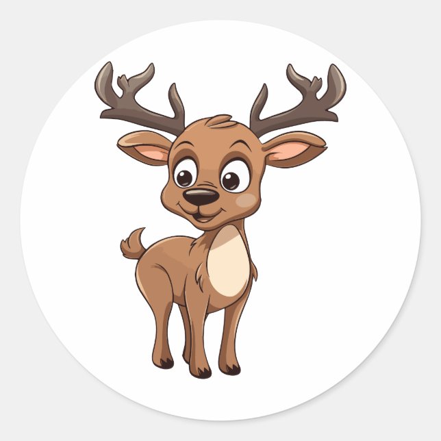 Happy Niedlich Cartoon Weihnachtsmann Rentier Char Runder Aufkleber (Vorderseite)