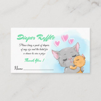 Happy Niedlich Cat Baby Shower Blue Baby Diaper Ra Platzkarte