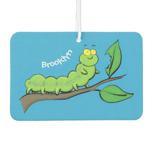 Happy niedlich Green Raupe Cartoon Illustration Autolufterfrischer