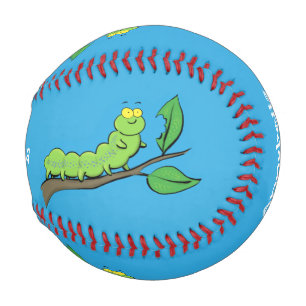 Happy niedlich Green Raupe Cartoon Illustration Baseball