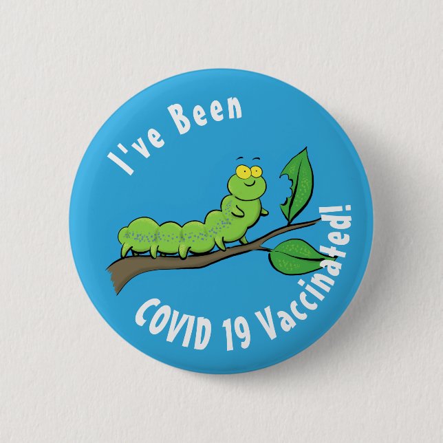 Happy niedlich Green Raupe Cartoon Illustration Button (Vorderseite)