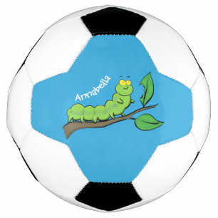 Happy niedlich Green Raupe Cartoon Illustration Fußball