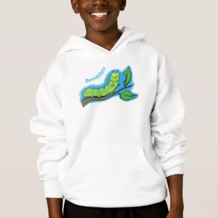 Happy niedlich Green Raupe Cartoon Illustration Hoodie