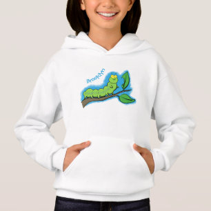 Happy niedlich Green Raupe Cartoon Illustration Hoodie