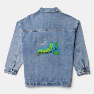 Happy niedlich Green Raupe Cartoon Illustration Jeansjacke