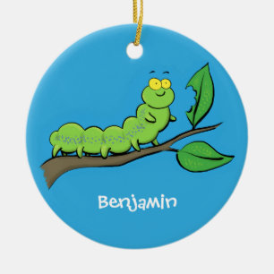 Happy niedlich Green Raupe Cartoon Illustration Keramik Ornament