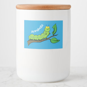 Happy niedlich Green Raupe Cartoon Illustration Lebensmitteletikett