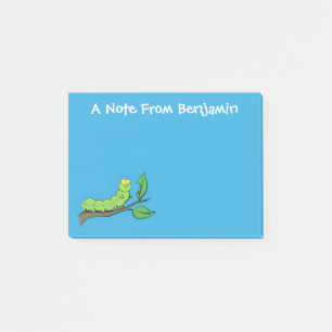 Happy niedlich Green Raupe Cartoon Illustration Post-it Klebezettel