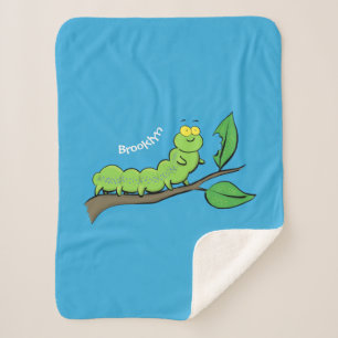 Happy niedlich Green Raupe Cartoon Illustration Sherpadecke