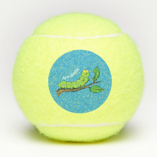 Happy niedlich Green Raupe Cartoon Illustration Tennisbälle