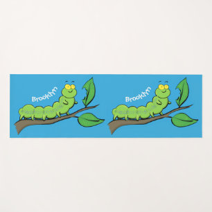 Happy niedlich Green Raupe Cartoon Illustration Yogamatte