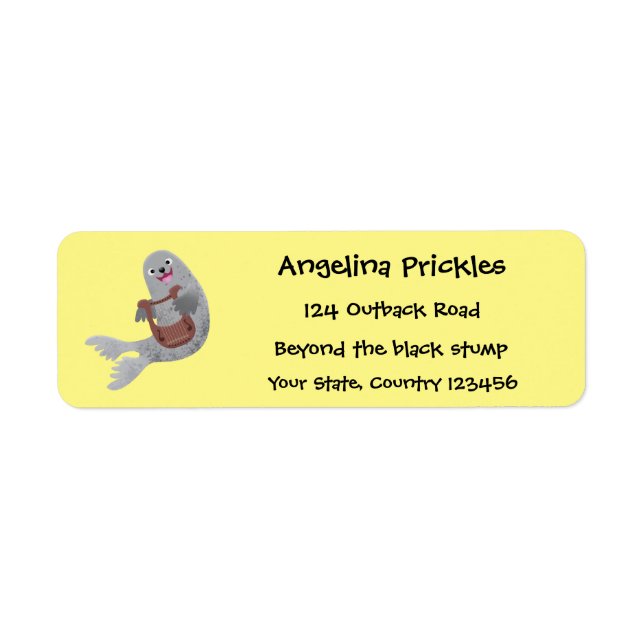 Happy niedlich Harp Siegel Cartoon Illustration (Vorne)