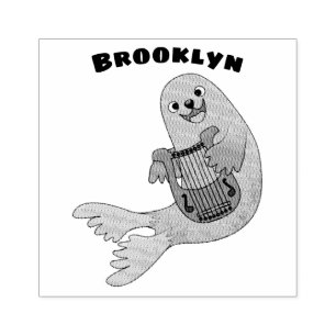 Happy niedlich Harp Siegel Cartoon Illustration Gummistempel