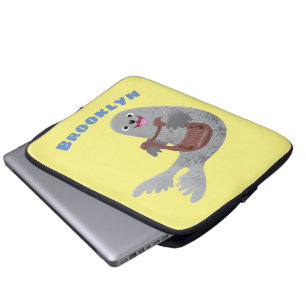Happy niedlich Harp Siegel Cartoon Illustration Laptopschutzhülle