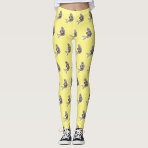 Happy niedlich Harp Siegel Cartoon Illustration Leggings