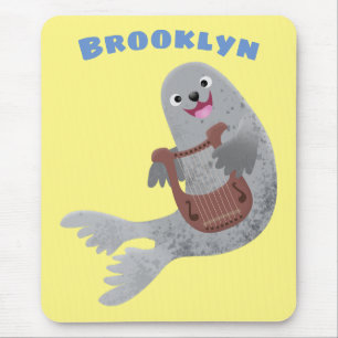 Happy niedlich Harp Siegel Cartoon Illustration Mousepad