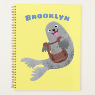 Happy niedlich Harp Siegel Cartoon Illustration Planer