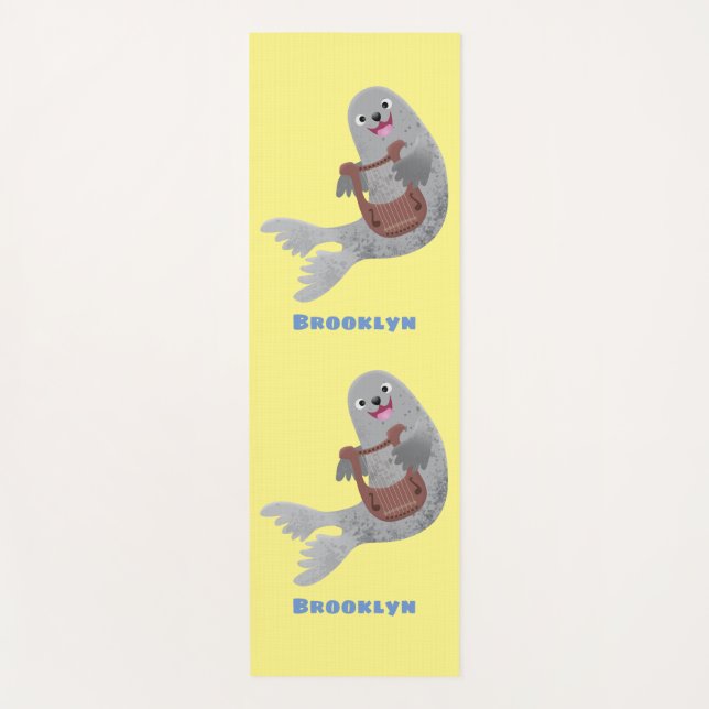 Happy niedlich Harp Siegel Cartoon Illustration Yogamatte (Vorderseite)