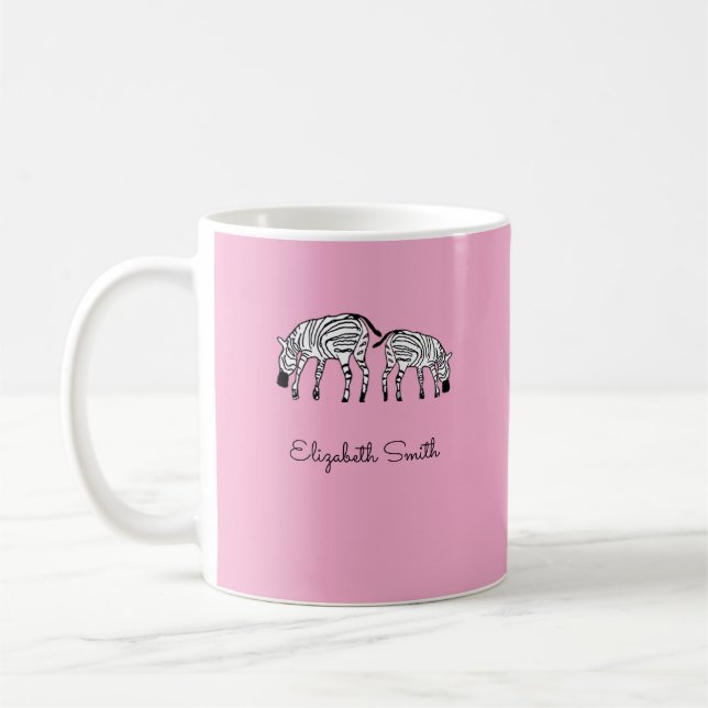 Happy Niedlich Kenya Zebras Pink Tasse (Links)