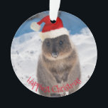 Happy Niedlich Merry Christmas Quokka Beach Austra Ornament<br><div class="desc">Weihnachten wird in Australien wie im Sommer am Strand gefeiert. Und Ihre Weihnachten können nicht besser, glücklicher und niedlicher werden als mit diesem Quokka - dem glücklichsten Tier der Welt. Mit diesem einzigartigen Ornament dekorieren und erhellen Sie Ihren Baum. In dieser festlichen Saison wird es jedem ein Lächeln auf die...</div>