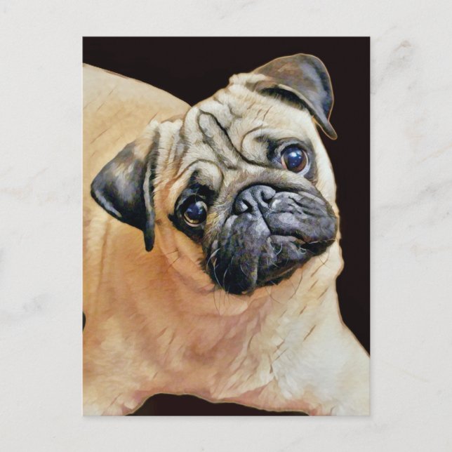Happy Niedlich Mops Postkarte (Vorderseite)