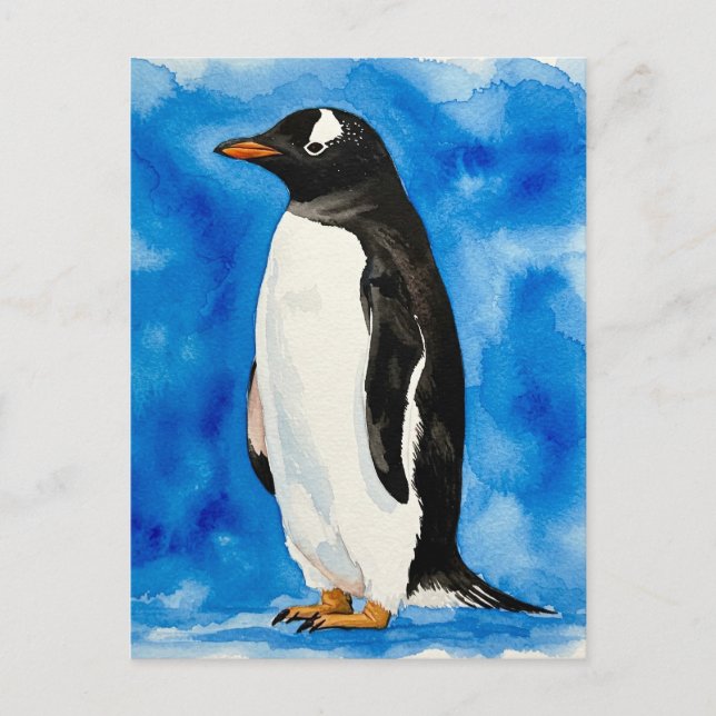 Happy Niedlich Pinguin Watercolor Postcard Postkarte (Vorderseite)