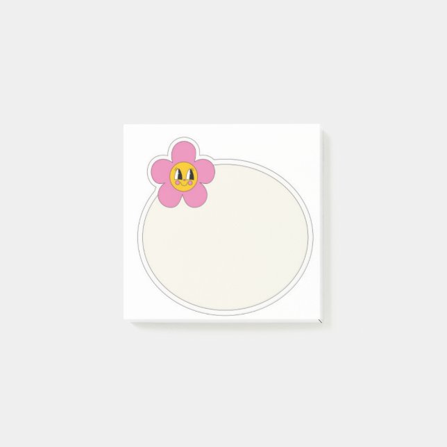 Happy niedlich Pink Blume Post it Note Post-it Klebezettel (Vorderseite)
