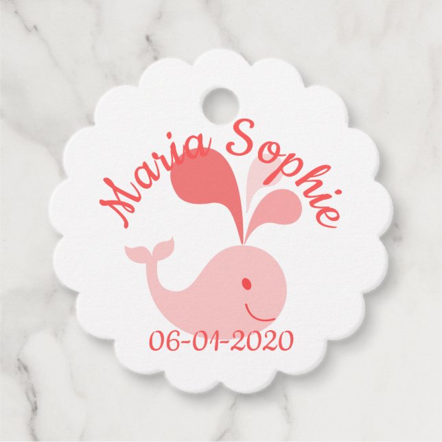 Happy Niedlich Pink Whale Geschenkanhänger (Vorderseite)