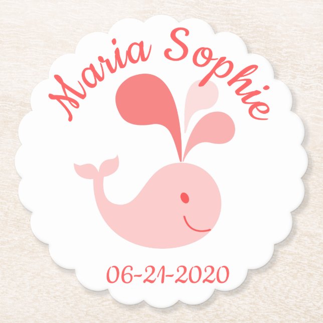 Happy Niedlich Pink Whale Untersetzer (Vorderseite)