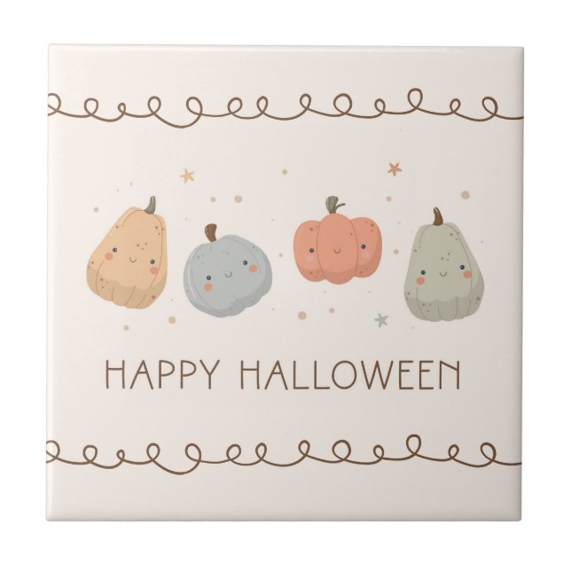 Happy Niedlich Pumpkin Design Keramik Tile Fliese (Vorderseite)