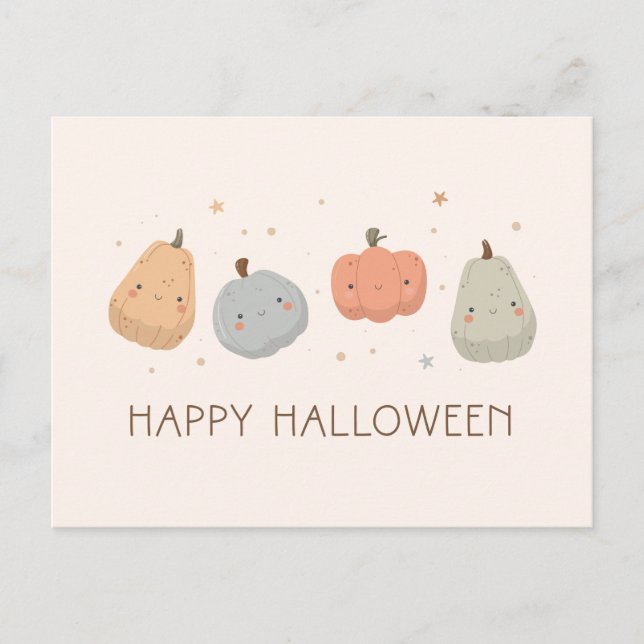 Happy Niedlich Pumpkin Design Postcard Postkarte (Vorderseite)