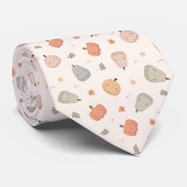 Happy Niedlich Pumpkin Pattern - Neck Tie Krawatte (Gerollt)