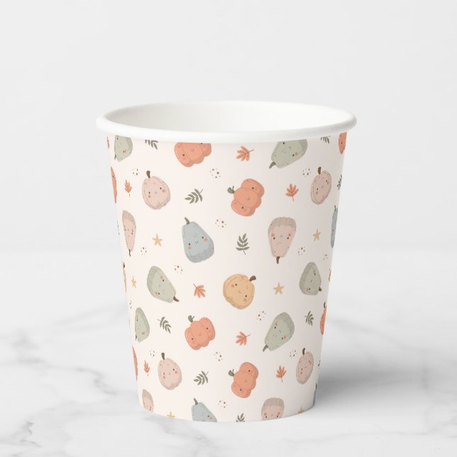 Happy Niedlich Pumpkin Pattern - Paper Cups Pappbecher (Vorderseite)