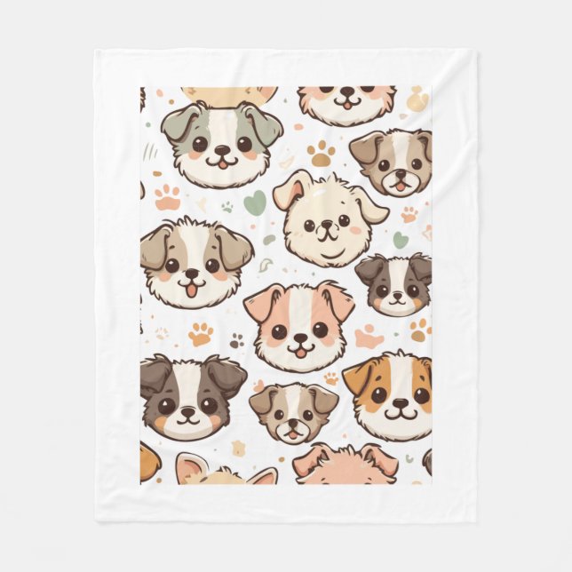 Happy Niedlich Puppies Pattern Fleecedecke (Vorderseite)