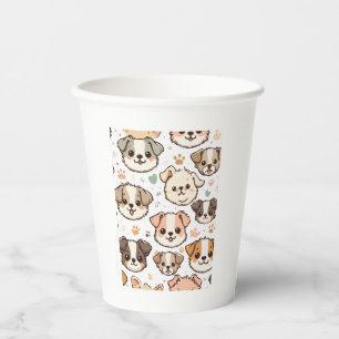 Happy Niedlich Puppies Pattern Pappbecher