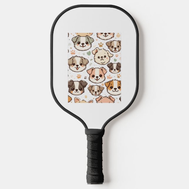 Happy Niedlich Puppies Pattern Pickleball Schläger (Vorderseite)